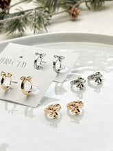 Load image into Gallery viewer, The Bow Huggie Hoops (also in silver)