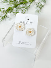 Load image into Gallery viewer, The Speckled White Statement Flower Studs