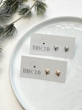 Load image into Gallery viewer, The Tiny Bow Studs with CZ Stone (also in silver)