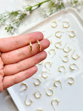 Load image into Gallery viewer, 18K Real Gold Plated Huggie Hoops with 925 Sterling Silver Stud Posts
