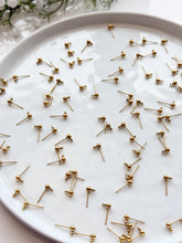 Load image into Gallery viewer, Long Lasting PVD Vacuum Plated 18K Gold Water-Resistant Stainless Steel Ball End Posts with Horizontal Loop (Option B) 50pcs/bag