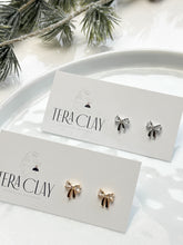 Load image into Gallery viewer, The Tiny Bow Studs with CZ Stone (also in silver)