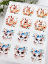 Load image into Gallery viewer, Transfer Paper 457 Floral Bunny & Owl | Image Water Transfer