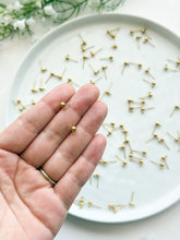 Load image into Gallery viewer, Long Lasting PVD Vacuum Plated 18K Gold Water-Resistant Stainless Steel Ball End Posts with Horizontal Loop (Option B) 50pcs/bag