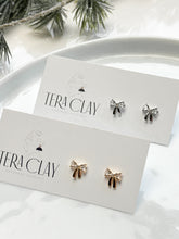 Load image into Gallery viewer, The Tiny Bow Studs with CZ Stone (also in silver)