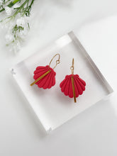 Load image into Gallery viewer, The Shell Hoops In Coral Red (also in silver)