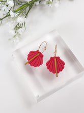 Load image into Gallery viewer, The Shell Hoops In Coral Red (also in silver)