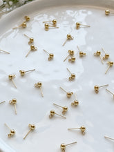 Load image into Gallery viewer, Long Lasting PVD Vacuum Plated 18K Gold Water-Resistant Stainless Steel Ball End Posts with Vertical Loop (Option A) 50pcs/bag