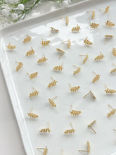 Load image into Gallery viewer, 18K Real Gold Plated Leafy Branch with 316 Stainless Steel Stud Posts
