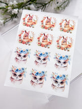 Load image into Gallery viewer, Transfer Paper 457 Floral Bunny & Owl | Image Water Transfer