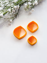 Load image into Gallery viewer, Rounded Rhombus Half Lined Polymer Clay Cutter