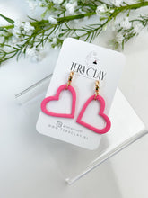 Load image into Gallery viewer, The Hot Pink Heart Hoops (also in silver)