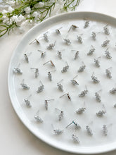Load image into Gallery viewer, Real Platinum Plated Zircon Leaf with 316 Stainless Steel Ear Pins