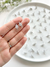 Load image into Gallery viewer, Real Platinum Plated Zircon Leaf with 316 Stainless Steel Ear Pins