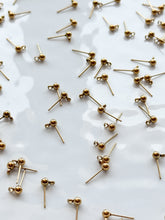 Load image into Gallery viewer, Long Lasting PVD Vacuum Plated 18K Gold Water-Resistant Stainless Steel Ball End Posts with Horizontal Loop (Option B) 50pcs/bag