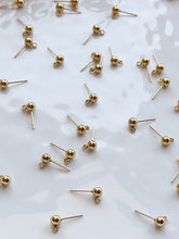 Load image into Gallery viewer, Long Lasting PVD Vacuum Plated 18K Gold Water-Resistant Stainless Steel Ball End Posts with Vertical Loop (Option A) 50pcs/bag