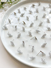 Load image into Gallery viewer, Real Platinum Plated Zircon Leaf with 316 Stainless Steel Ear Pins