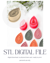 Load image into Gallery viewer, -STL Digital File- Boho Drop Detailed Polymer Clay Cutter PCC1814