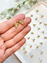 Load image into Gallery viewer, 18K Real Gold Plated Monstera Leaf Posts with 925 Sterling Silver Stud Posts
