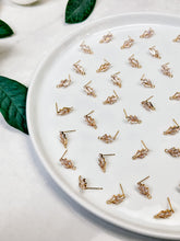 Load image into Gallery viewer, 18K Real Gold Plated Zircon Leaf with S925 Sterling Silver Posts