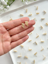 Load image into Gallery viewer, 18K Real Gold Plated Leafy Branch with 316 Stainless Steel Stud Posts
