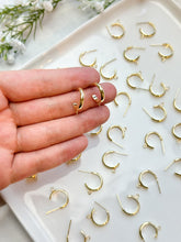 Load image into Gallery viewer, 18K Real Gold Plated Huggie Hoops with 925 Sterling Silver Stud Posts
