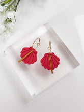 Load image into Gallery viewer, The Shell Hoops In Coral Red (also in silver)