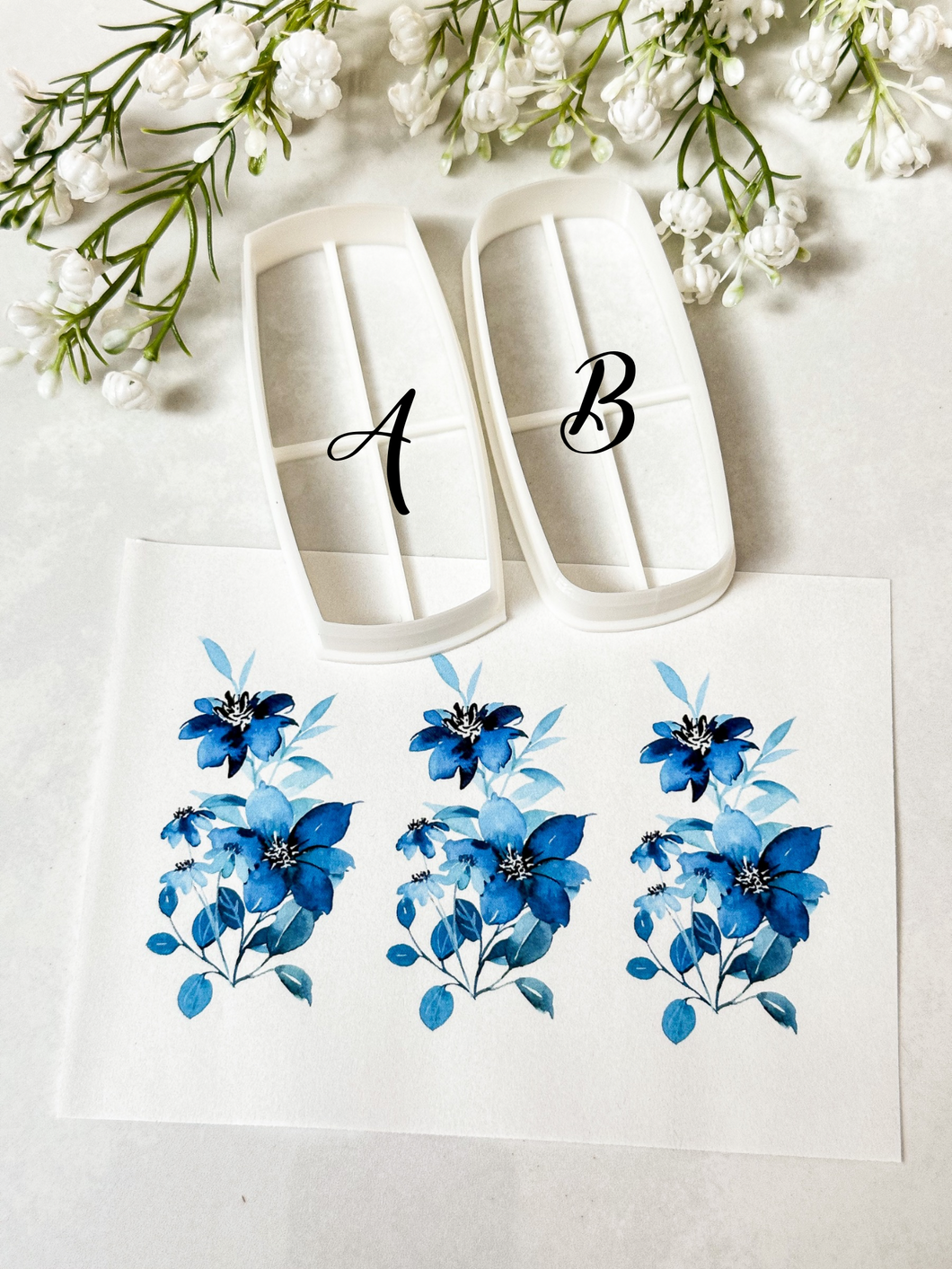Transfer Paper 218 Blue Flowers | Floral Image Water Transfer