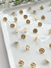Load image into Gallery viewer, 18K Real Gold Plated Textured Wavy Circle with 316 Stainless Steel Stud Posts
