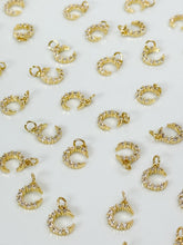 Load image into Gallery viewer, 18K Real Gold Plated Cubic Zirconia Moon Charm
