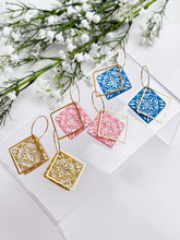 Load image into Gallery viewer, The Mediterranean Tile Square Hoops