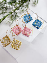 Load image into Gallery viewer, The Mediterranean Tile Square Hoops