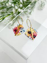 Load image into Gallery viewer, The Red & Yellow Square Hoop (also in silver)