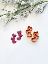 Load image into Gallery viewer, Triple Hanging Hearts Polymer Clay Cutter