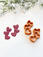 Load image into Gallery viewer, Triple Hanging Hearts Polymer Clay Cutter