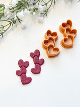 Load image into Gallery viewer, Triple Hanging Hearts Polymer Clay Cutter