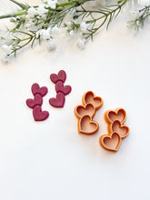 Load image into Gallery viewer, Triple Hanging Hearts Polymer Clay Cutter
