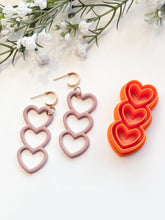 Load image into Gallery viewer, Triple Skinny Heart Polymer Clay Cutter PCC1569