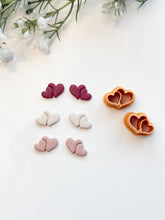 Load image into Gallery viewer, Double Heart Stud Mirrored Set Polymer Clay Cutters