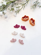 Load image into Gallery viewer, Double Heart Stud Mirrored Set Polymer Clay Cutters