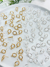 Load image into Gallery viewer, 18K Gold/925 Sterling Silver Plated Hollow Circle 316 Stainless Steel Studs with Horizontal Loop