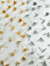 Load image into Gallery viewer, 18K Real Gold/Rhodium Plated Hexagon with 316 Stainless Steel Ear Pins