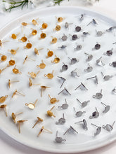 Load image into Gallery viewer, 18K Real Gold/Rhodium Plated Hexagon with 316 Stainless Steel Ear Pins