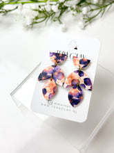 Load image into Gallery viewer, The Purple Flower Trio Dangles (also in silver)