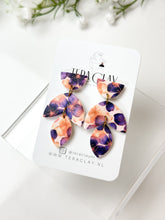 Load image into Gallery viewer, The Purple Flower Trio Dangles (also in silver)