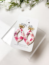 Load image into Gallery viewer, The Pink Flower Bow Dangles (also in silver)