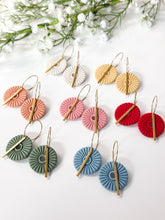 Load image into Gallery viewer, The Corduroy Round Dangles (also in silver)