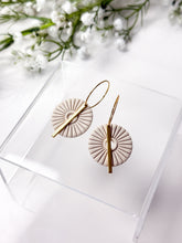 Load image into Gallery viewer, The Corduroy Round Dangles (also in silver)