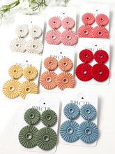 Load image into Gallery viewer, The Chunky Corduroy Round Dangles (also in silver)