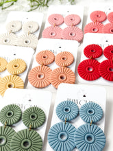 Load image into Gallery viewer, The Chunky Corduroy Round Dangles (also in silver)